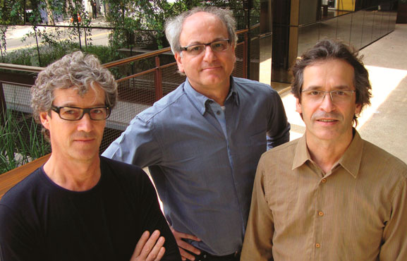Da esq. p/ dir.: André Popovic, Ronald Kapaz e Giovanni Vannucchi, sócios-fundadores da Oz Design