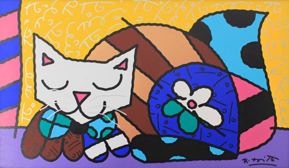 O Gatão, quadro de Romero Britto, que estará em exposição na House & Gift Fair