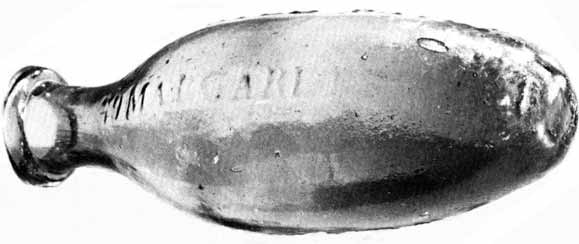Garrafa oval usada para distribuir Schweppes quando a fábrica era na Rua Margaret em Londres, 1795. 